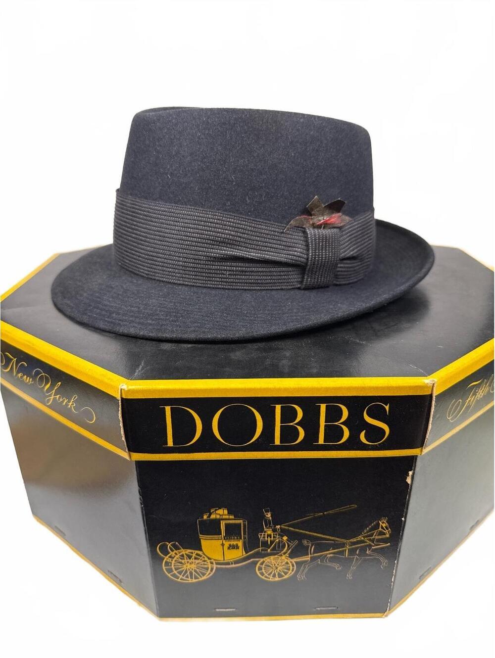 Vintage Dobbs Grand Brad Men's Fedora Hat Size 7 3/8 with Original Box
